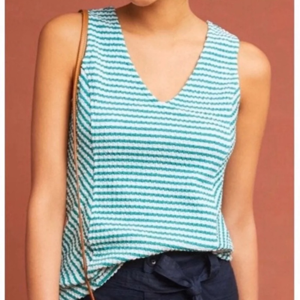 Anthropologie Maeve V Neck Striped Tank